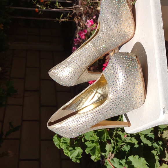 Delicacy Gold Rhinestone Platform Super High Pumps 7.5 - Picture 5 of 9
